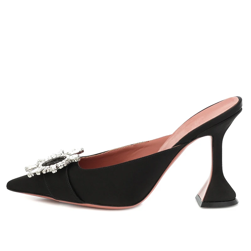 2022 Crystal Mules High Heel Pumps for Women Rhinestone Shoes Ladies 10cm Heels Party Footwear Large Size Slides Free Shipping