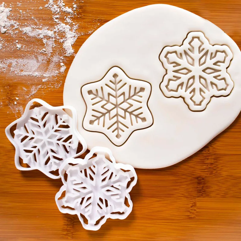 

Christmas Cookie Cutters Set Mold Embosser Stamp Snowflake Shapes Mini Biscuit Pastry Mold Bakery Baking Tools Accessories