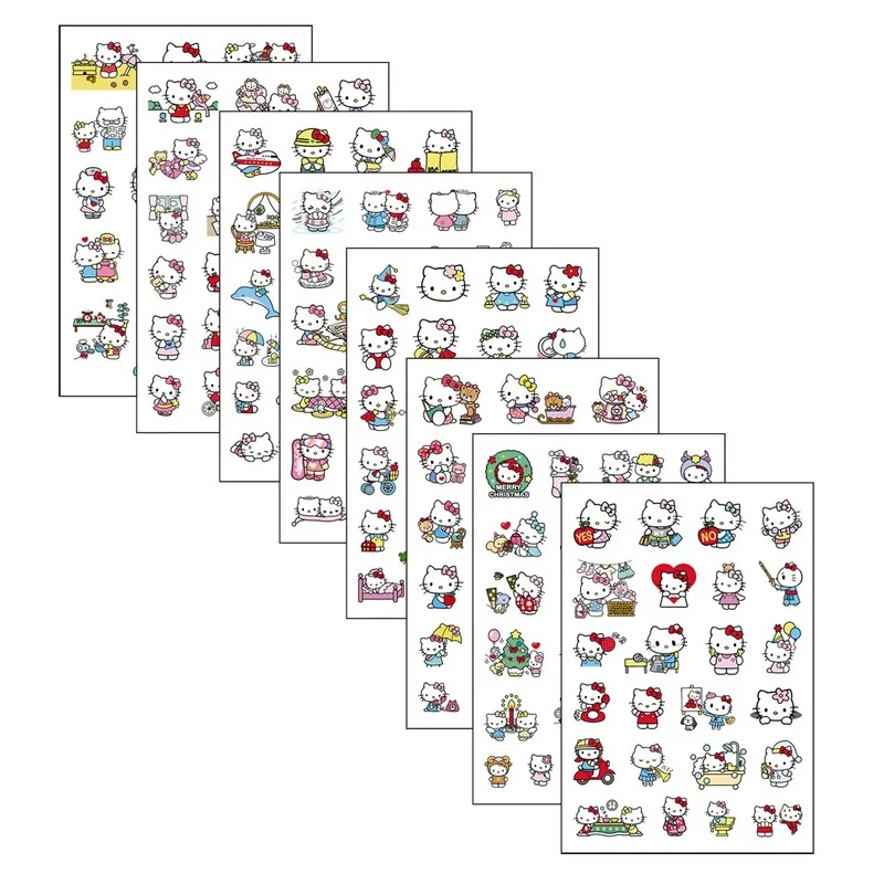 

Прозрачные ПВХ наклейки Hello Kitty, Мультяшные наклейки с эмоциями, наклейки на ручные аккаунты, наклейки на мобильный компьютер, наклейки для ф...