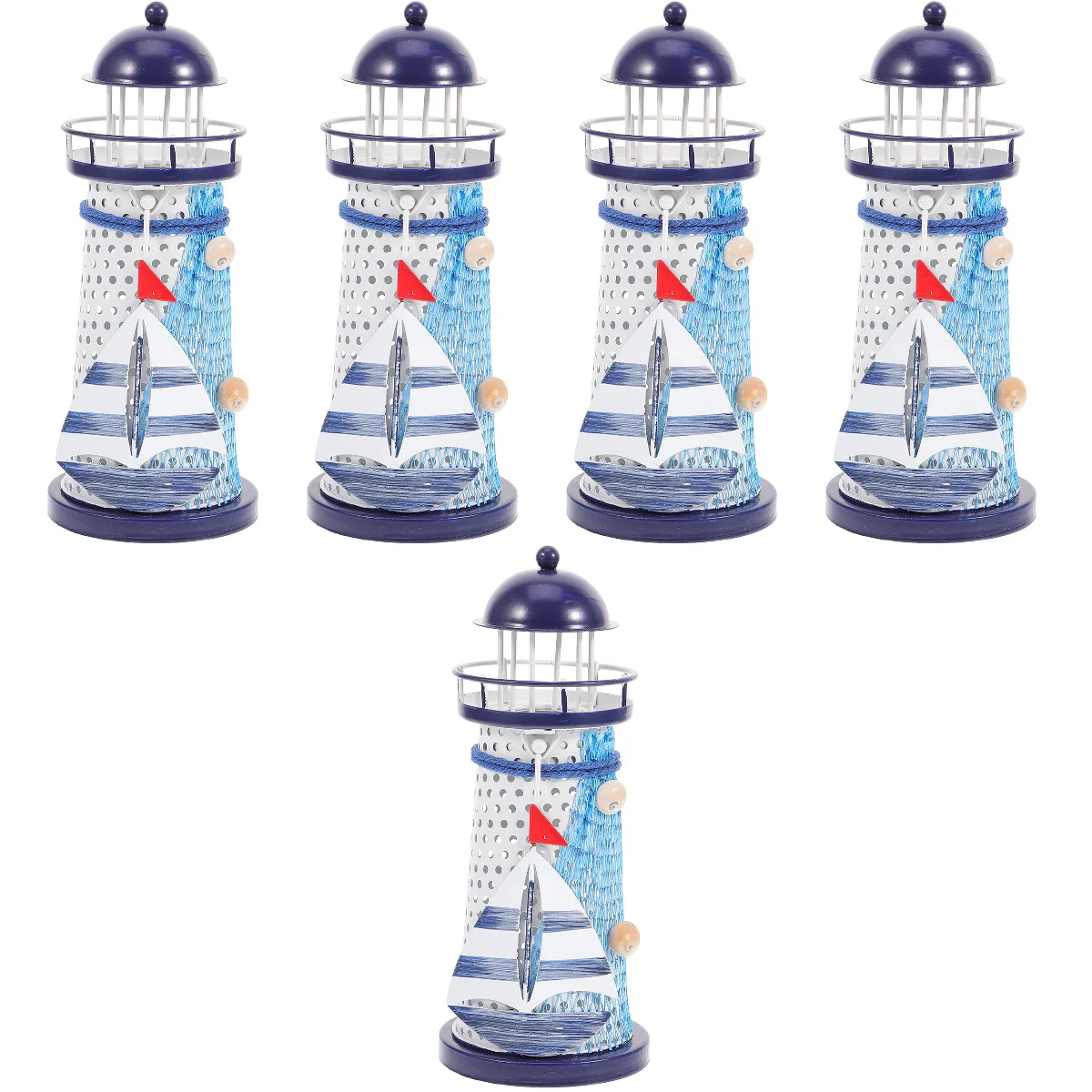 

5 PCS Nautical Stand Nautical Holders For Table Home Wedding Table Decorations Candelabra Lighthouse Tealight