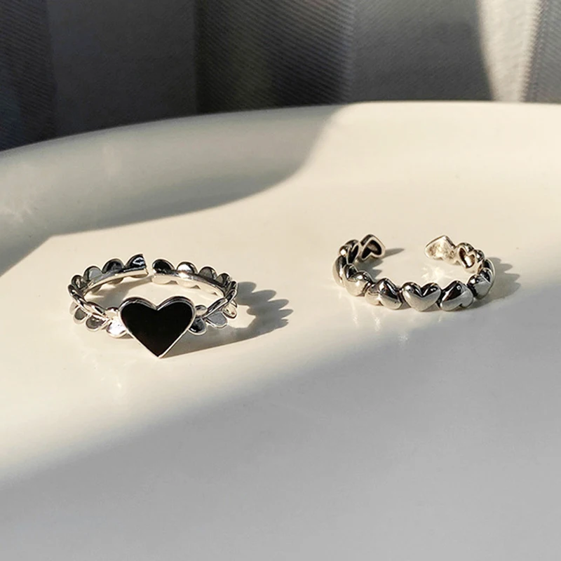 

Punk Black Heart Rings Cool Metal Arrow Gothic Accessories Vintage Ring for Women Men Bague Femme Wedding Bijoux Mariage Gifts