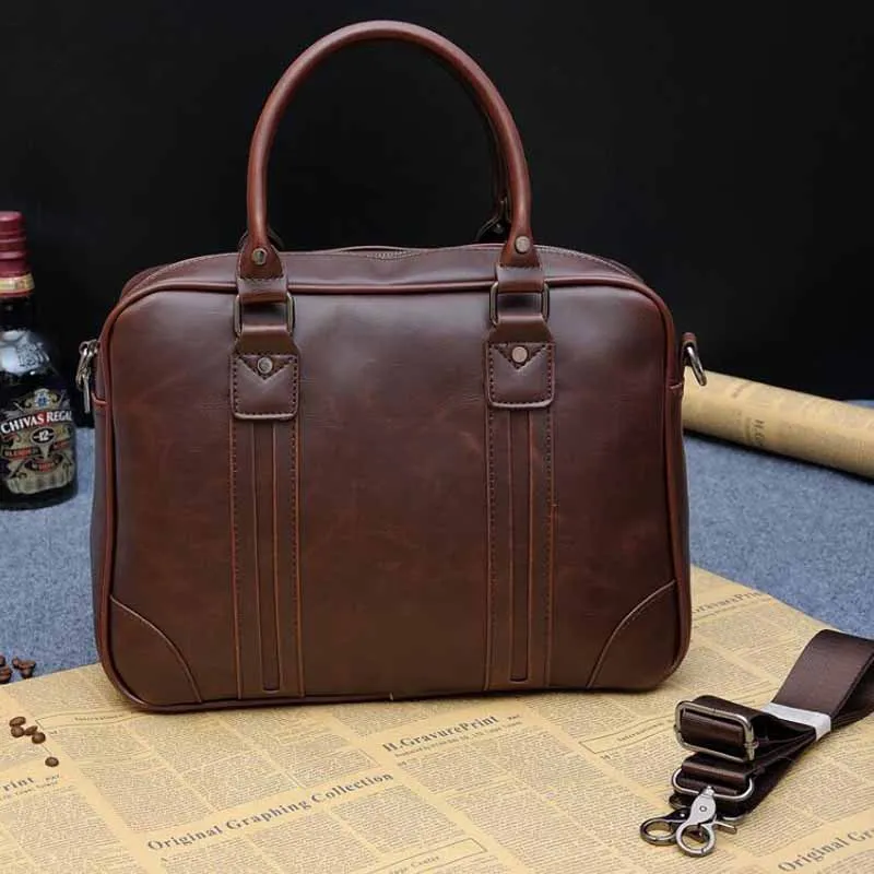 

Bags Leather Briefcase Homme Mean Handbag Men's Laptop Business Sacoche Handbag Messenger Tote Bag