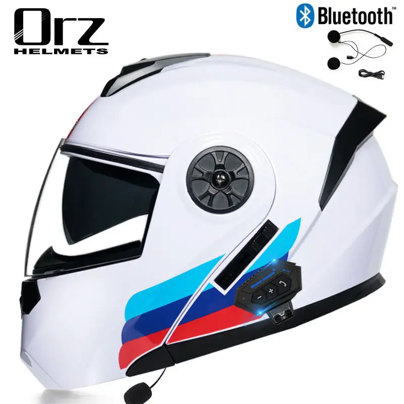 Orz motorcycle helmet full helmet men and women double lens bluetooth uncovered helmet scooter bluetooth helmet enlarge