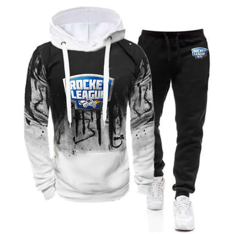 

Rocket League 2023 Men's New Long Sleeves Gradient Color Hoodies Casual Pullover Tops Sweatpant Sports Hip Hop Two Pieces Suits