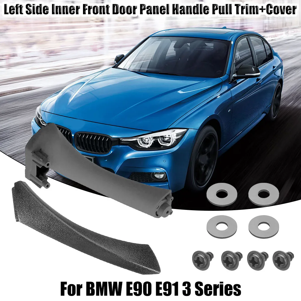 

1 шт. левая сторона внутренняя фоторучка Натяжная отделка Крышка для BMW E90 E91 3 серии автомобильные аксессуары для интерьера черная часть