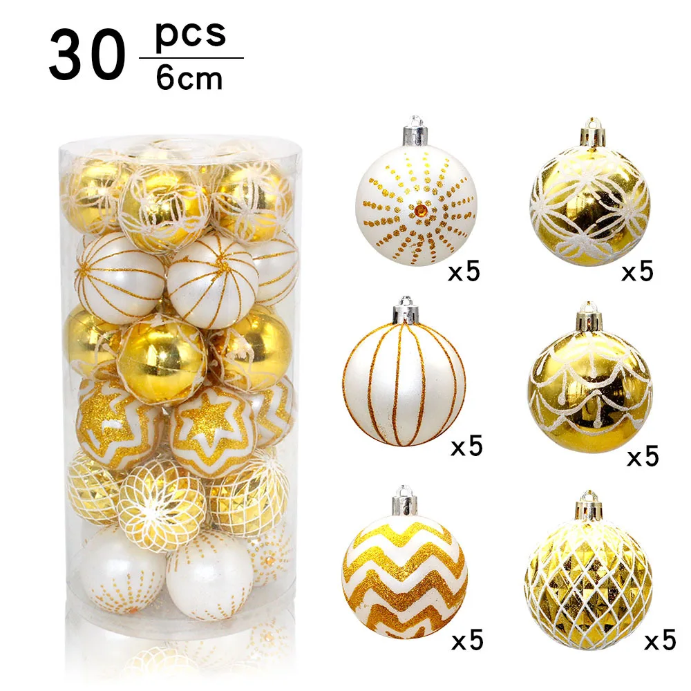 

6cm Christmas Ball Bright Light Ball Painted Ball Set Christmas Decorations Christmas Tree Decoration Ball 30 Barrels