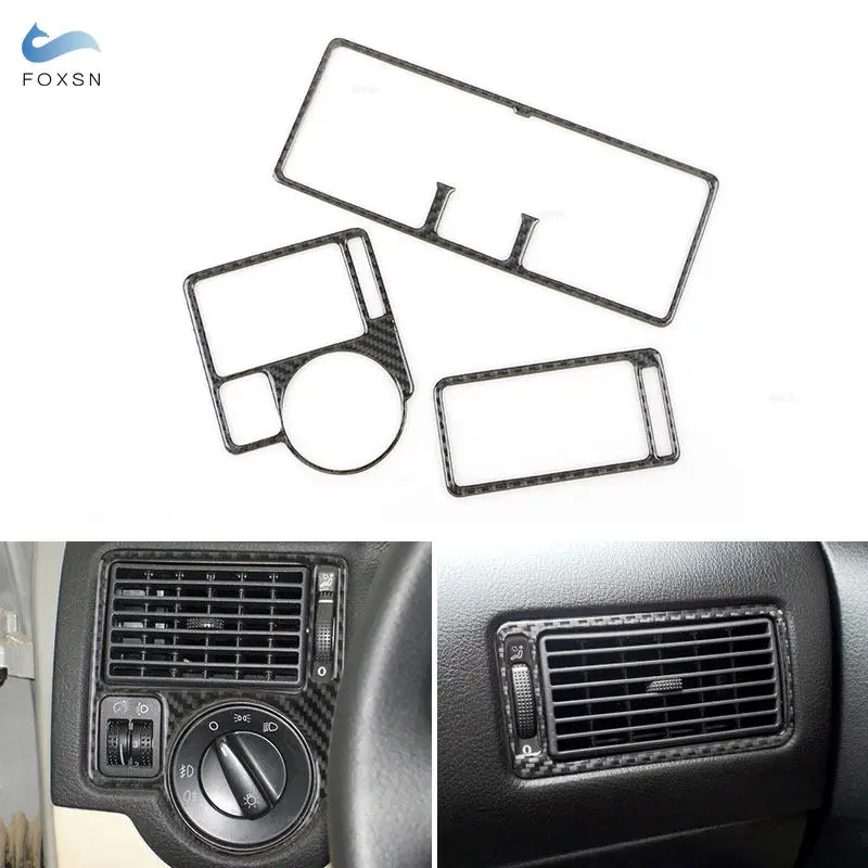 

Carbon Fiber Car Side Dashboard Panel Center Air Condition Outlet Vent Trim Cover For VW Golf 4 Jetta Bora MK4 R32 GTI 1999-2004