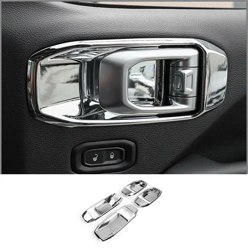 

Fit For Jeep Wrangler JL 4DR 2018-2020 Chrome Inner Door Handle Bowl Frame Trim
