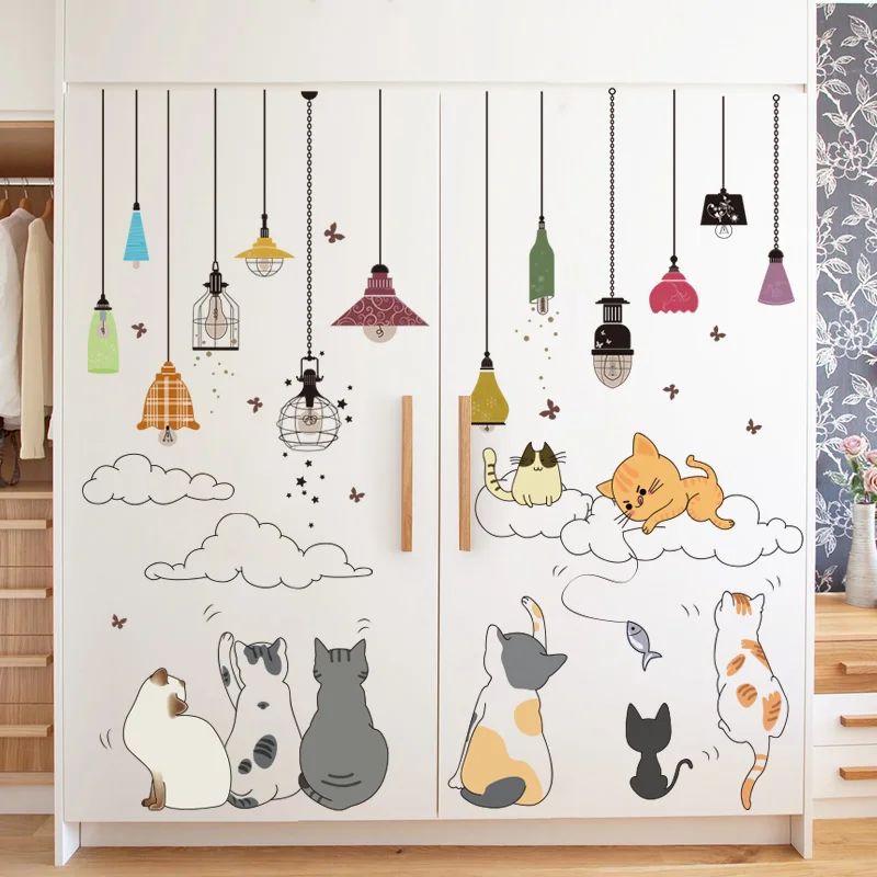 [Shijuekongjian] кошки наклейки с животными на стену DIY люстра свет настенные для детской