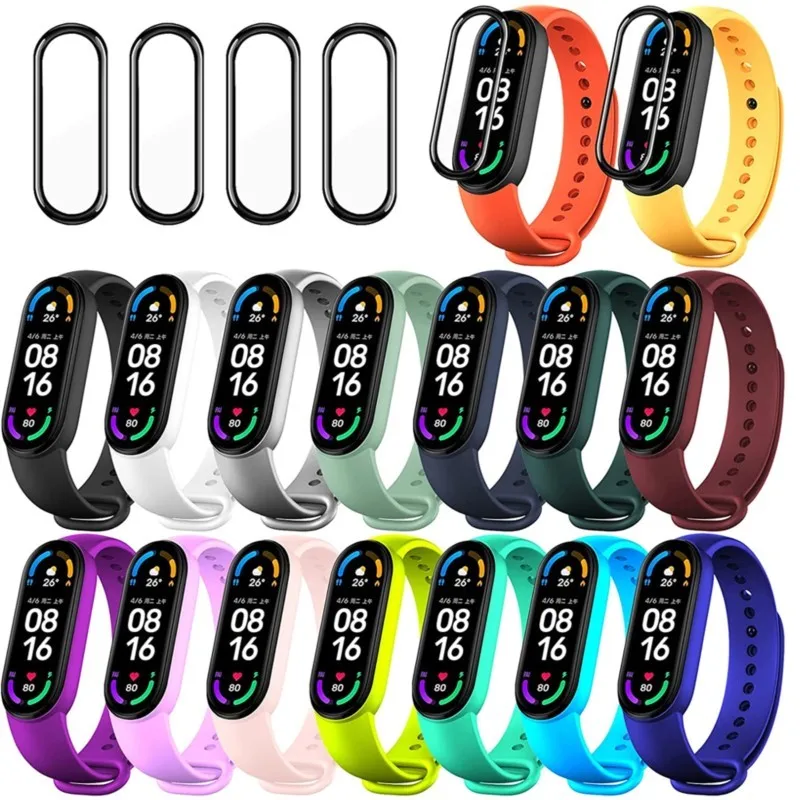 Sport Strap For Xiaomi Mi Band 7 6 Strap smart watch Wristband MiBand 6 NFC replacement Silicone correa mi band 5 4 3 Bracelet
