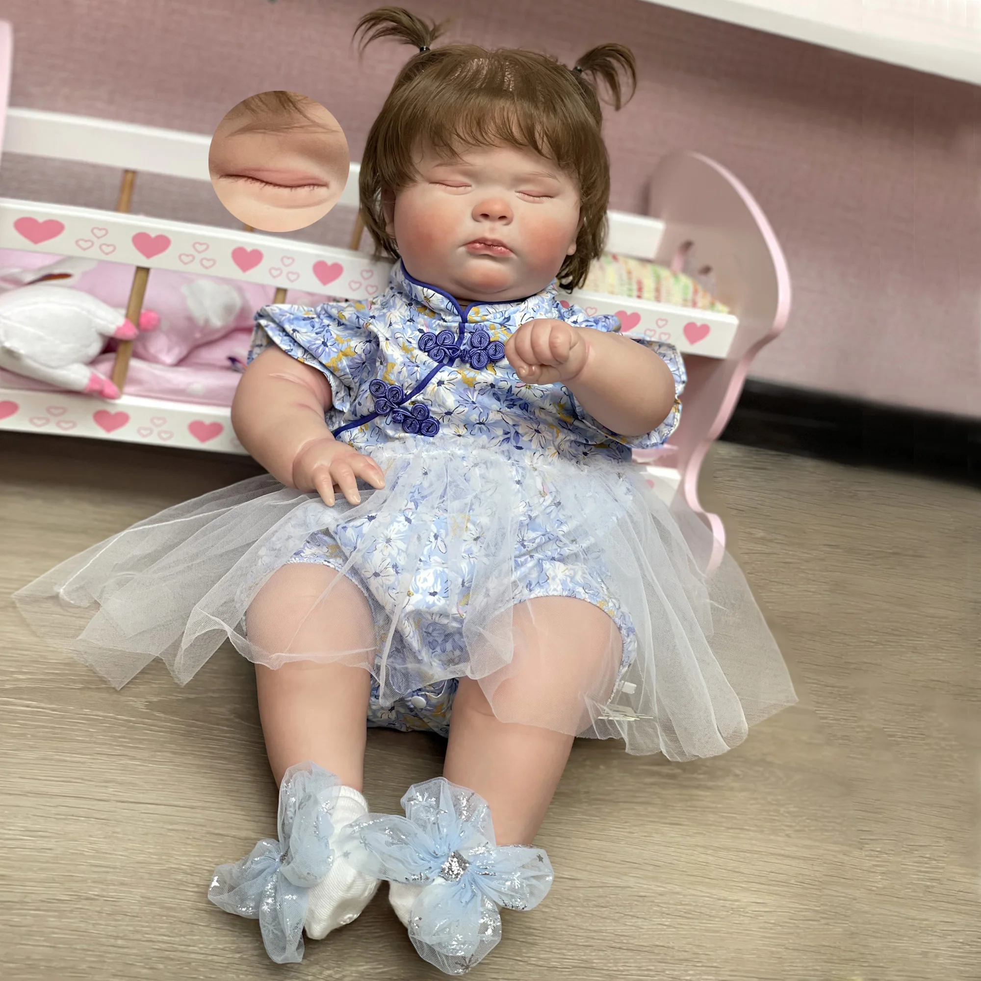 

Детский реборн 60 см, спящий Иосиф, милая окрашенная Реалистичная кукла реборн, Реборн, игрушки с корнями из коричневых волос, кукла, Pеборн