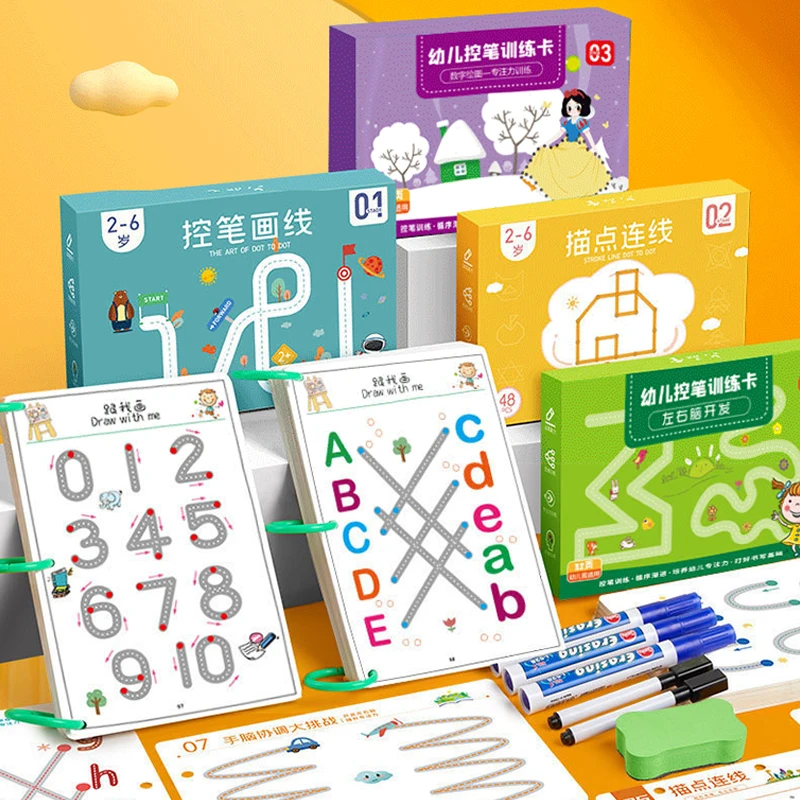 

Children Pen Control Training Set Montessori Drawing Toy Color Shape Math Match Game Set Toddler Learning Educational Toy