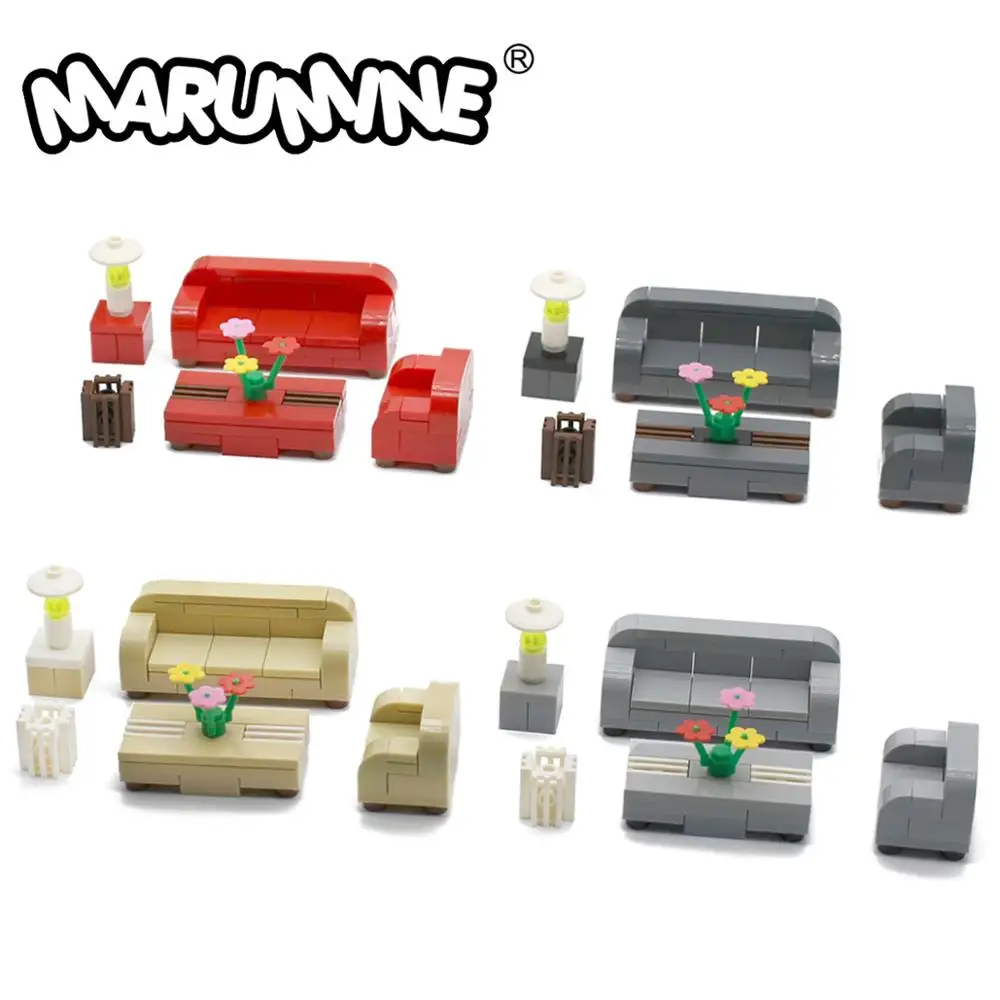 

Marumine MOC Building Block Sofa Set 80PCS Construction Brick Compatible with Decool City View DIY Model Kit Toys For Children