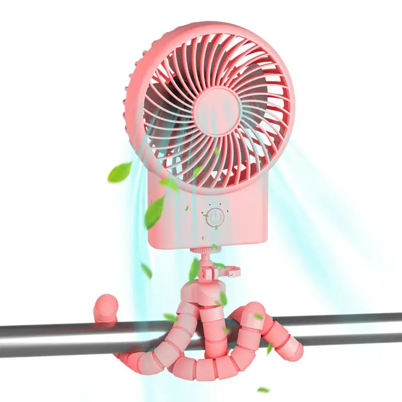 

Stroller Deformation Fan Handheld Fan For Kids Octopus Stroller Fan USB Rechargeable Fan With 3 Speeds And Flexible Tripod