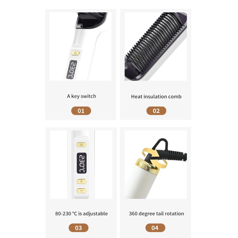 2-в-1 электрическая щетка для выпрямления волос расческа завивки выпрямляющий