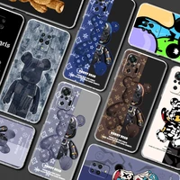 robot fashion bear clear case for xiaomi redmi note 10 9 pro 9s 8 8t mobile phones funda 11 9c 9a k40 11t 10s 7 soft tpu cover