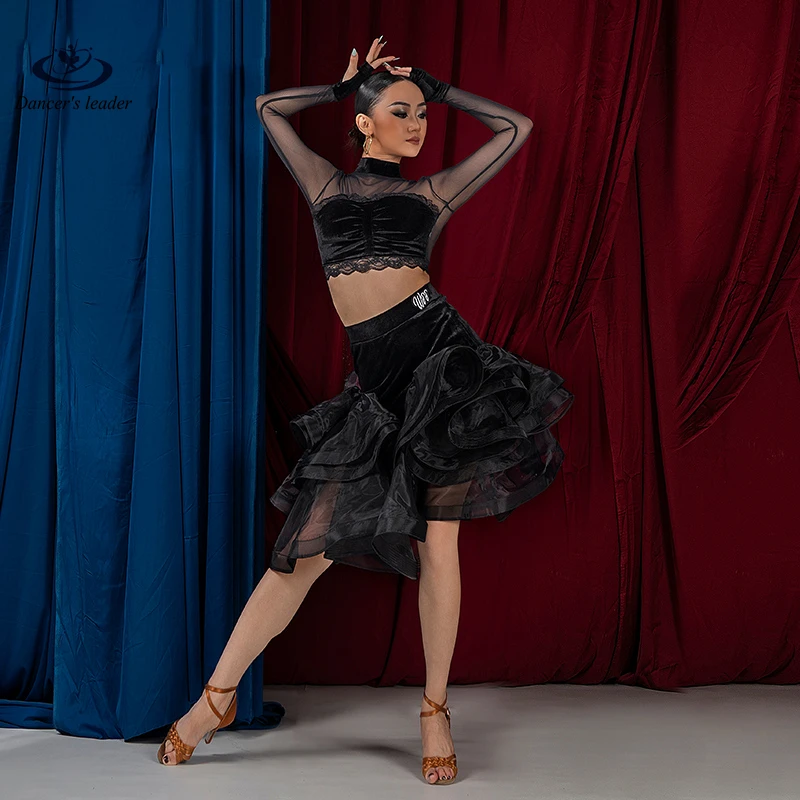 Костюм для латинских танцев женский высококачественный бархатный