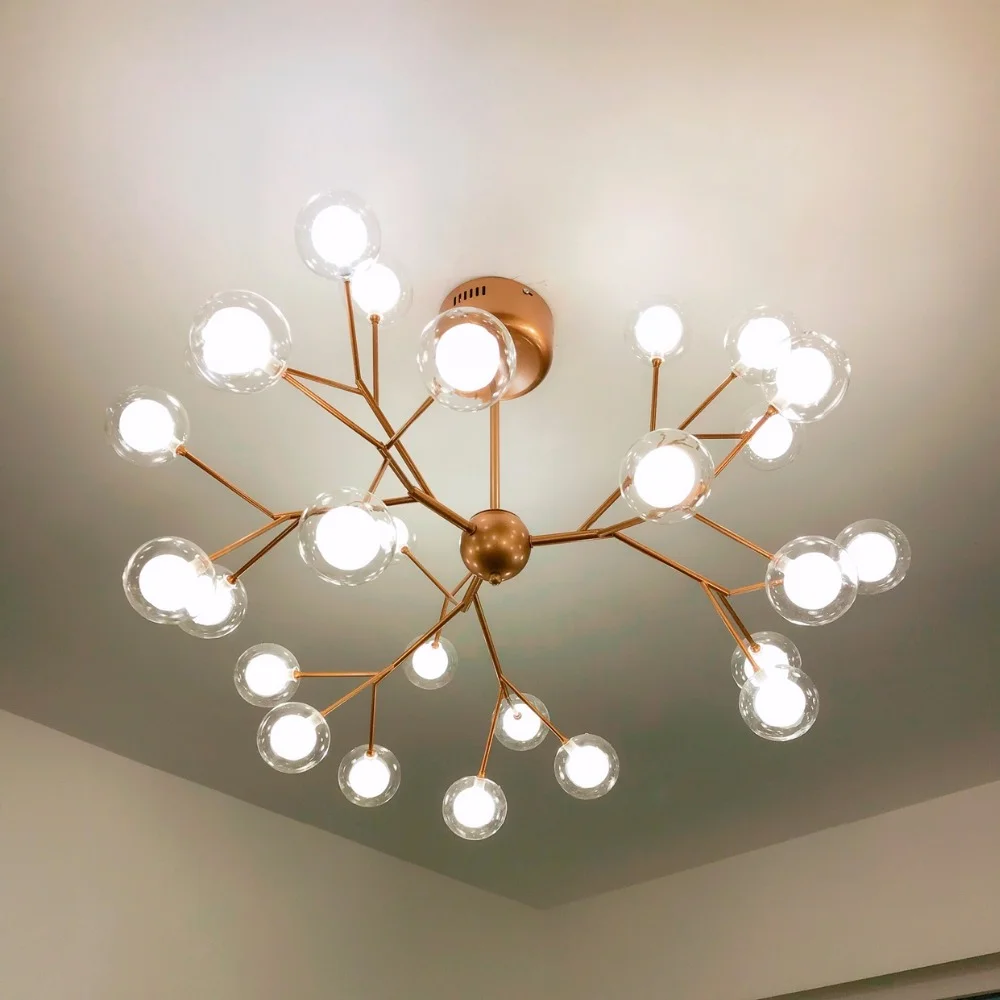 

LED pendant lamp Nordic Modern Double Glass dining room Branch Luminaria parlour bedroom Suspend light