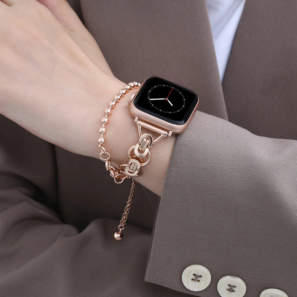 

Thin Chain Women Band for Apple Watch 40mm 41mm for Iwatch Series 8 7 6 5 4 SE 44mm 45mm 49mm 38mm 42mm Metal Bracelet Fashion