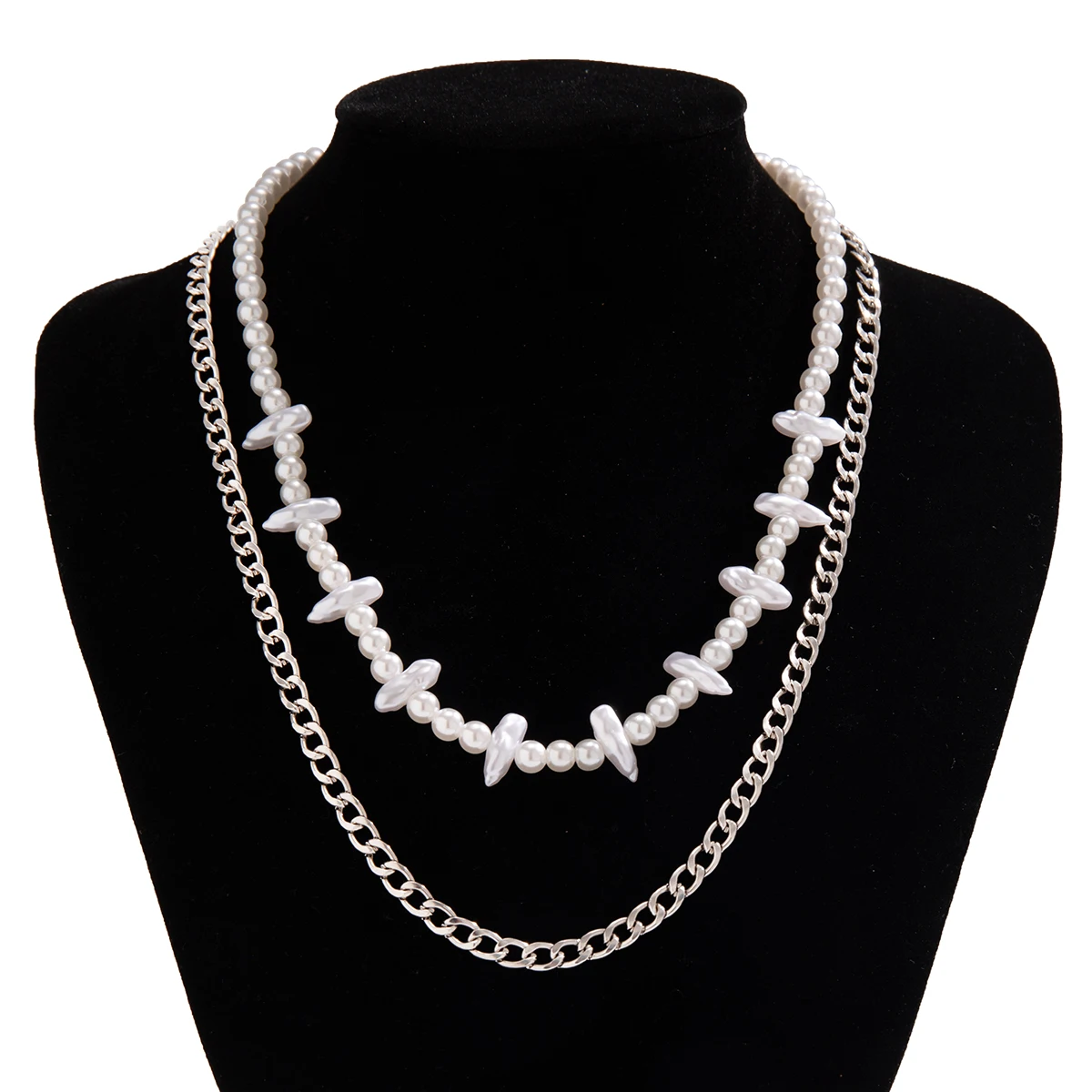 Ожерелье Salircon в стиле панк с искусственным жемчугом