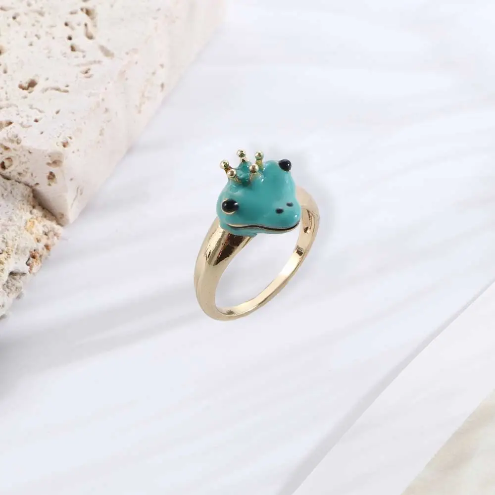 

Retro Luxury Animal Women Enamel Alloy Female Rings Korean Style Ring Index Finger Ring Crown Frog Ring