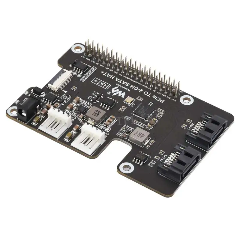 Фото Плата расширения Raspberry Pi 5 PCIe-SATA с EEPROM HAT+ Waveshare PCIe TO 2-CH SATA HAT+ №5