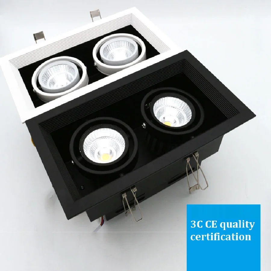 

LukLoy 2 головки COB решетчатый светильник для торгового центра Регулируемое направление освещения вниз светильник для офиса отеля Светодиодны...