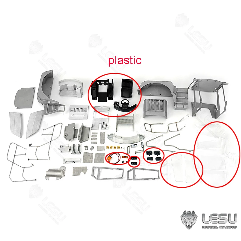 LESU 1/15 RC погрузчик, металлическая фотовспышка с пластиковым ветровым стеклом для радиоуправляемых игрушек с дистанционным управлением, обновленные детали TH16709