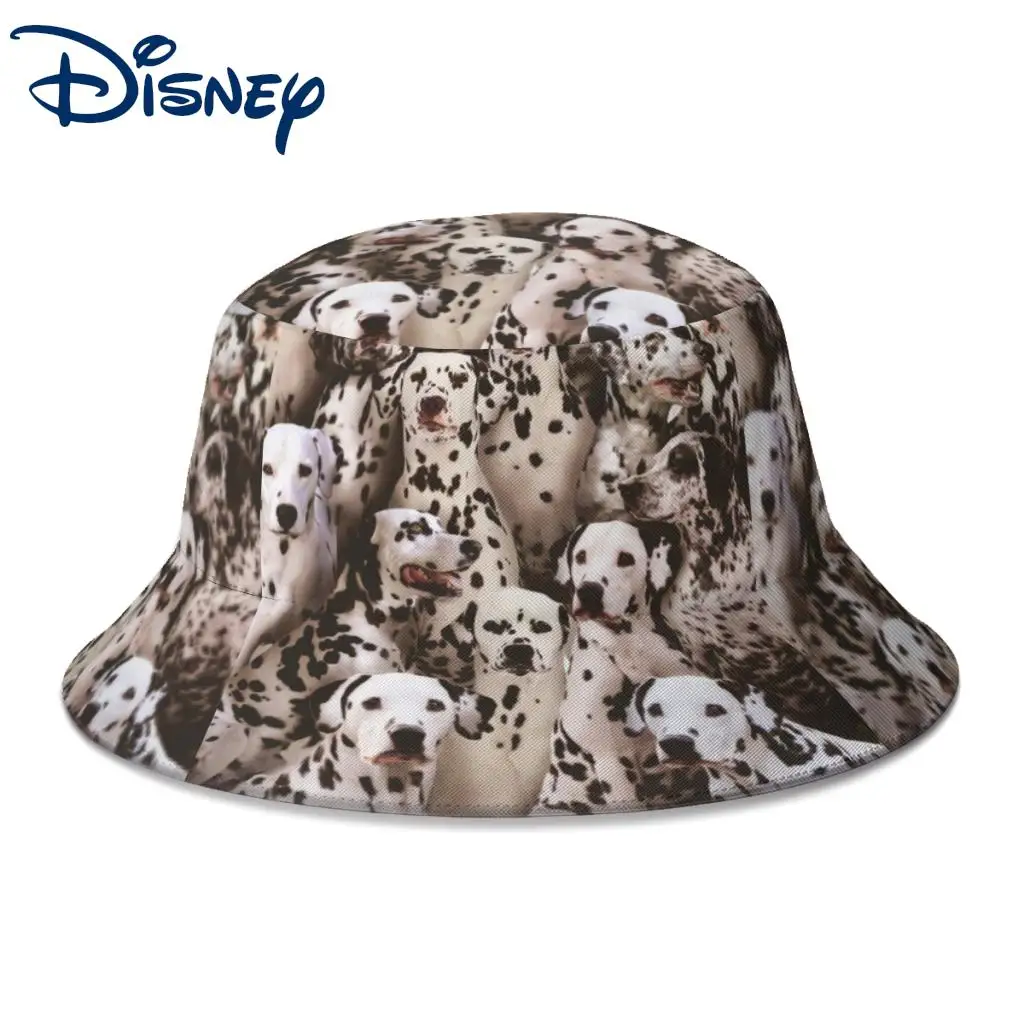 

New Unisex Polyester Vintage 101 Dalmatians Bucket Hats Women Autumn Sunscreen Sun Cap Disney Men Outdoor Fishing Hat