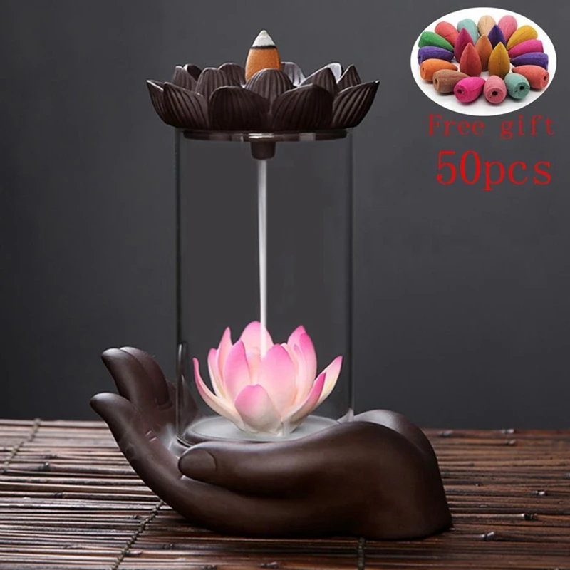 

Горелка дзен бергамот Лотос, ароматическая курильница «Водопад» + 50 шт. конусных благовоний, подвеска для украшения гостиной, ароматерапия