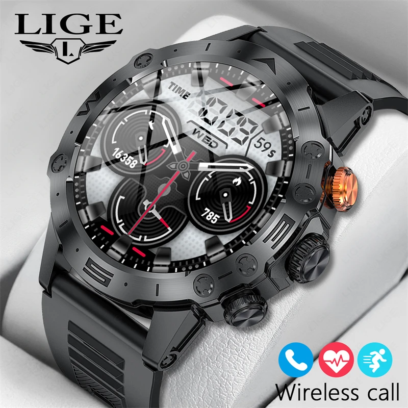 Бренд LIGE 1 53 дюйма умные часы с Bluetooth мужские спортивные фитнес-трекером IP68
