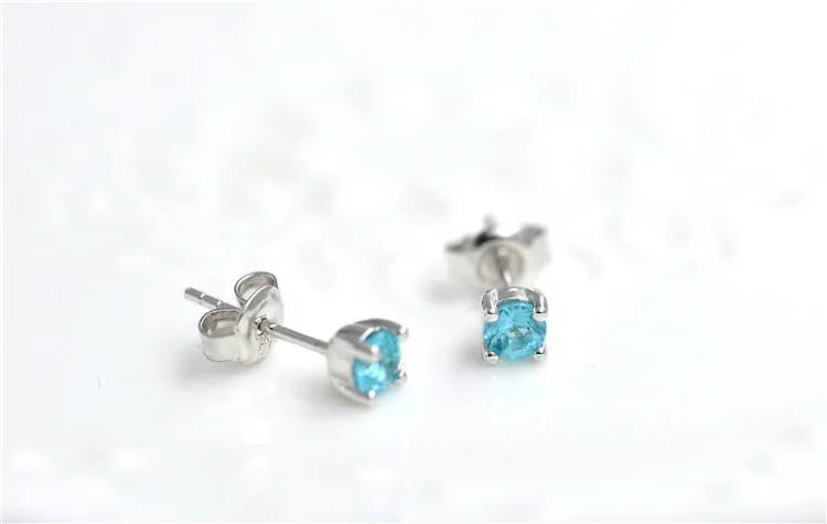 

Real Platinum Plated 925 Sterling Silver Set Natural Apatite Ear Stud Simple Real Gemstone Earrings For Women Female Luxury Gift