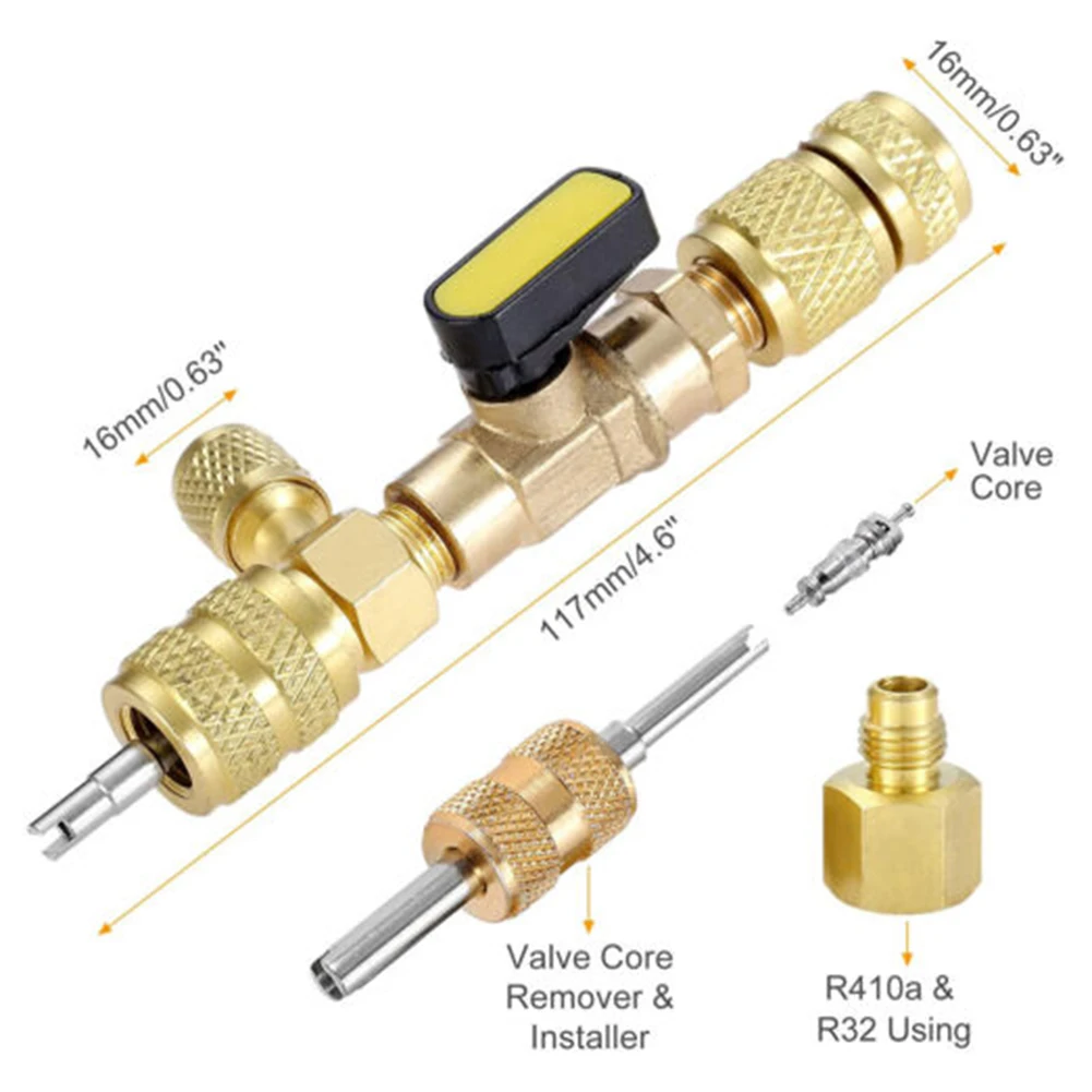 

Съемник сердечника клапана R410A R22, порт SAE 1/4 и 5/16 Для R134A R12 R32 системы ОВКВ, съемник сердечника клапана, монтажный медный инструмент