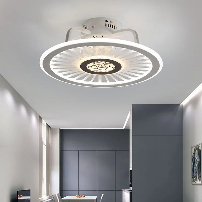 

Nordic Simple Multi-Pattern Fan Lamp Modern Bedroom Dining Room Living Room Home Silent Remote Control Stepless Dimming Light
