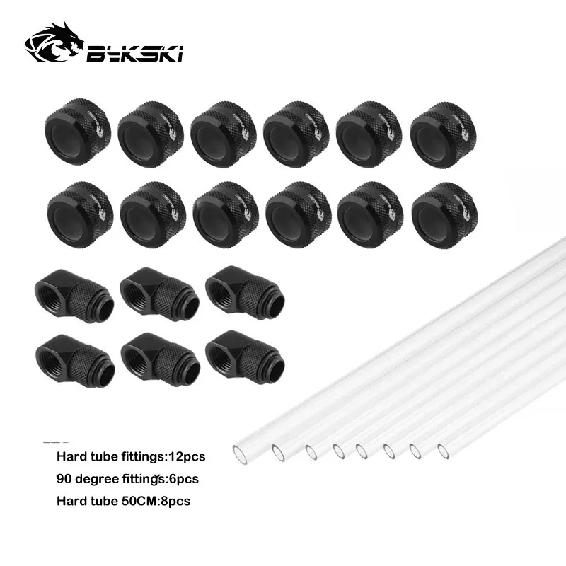 

Bykski DIY Hard Tube+Fittings Kit OD12/OD14/OD16mm for Computer Water Cooling Sysetem Building Silver,Black,Gold,Red,White,Blue