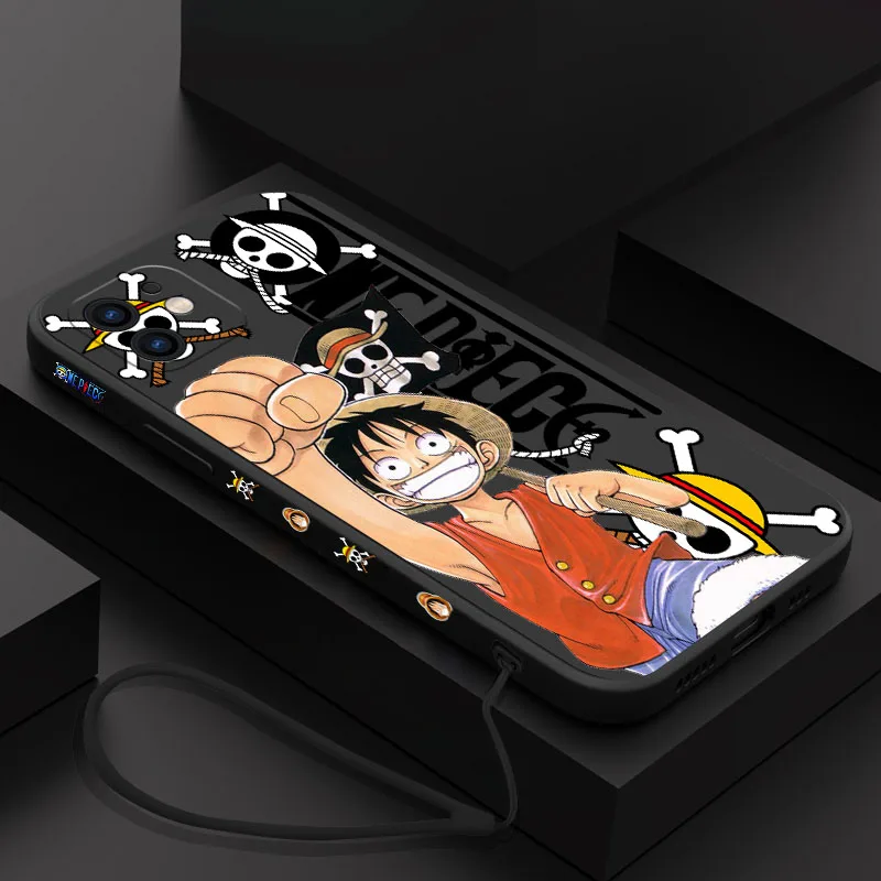 

Cute Cartoon One Pieces Luffy Phone Case For Xiaomi Redmi Note 11 10A 10 10S 9 8 7 Pro Plus 10C 9A 9C 9T 4G 5G With Lanyard