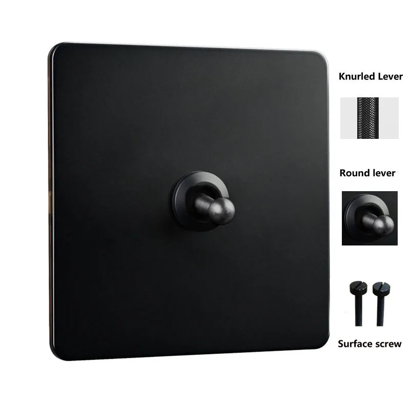 Настенный переключатель 1-4 клавиши 2 канала черный из нержавеющей стали панели