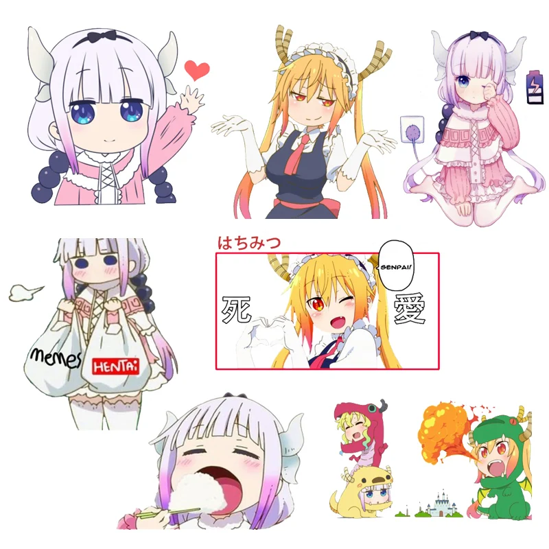 

Miss Kobayashi's Dragon Maid Heat transfer Iron on Tshirt Kanna Cartoon Thermal Vinyl Stickers Decoration Printing for Clothes