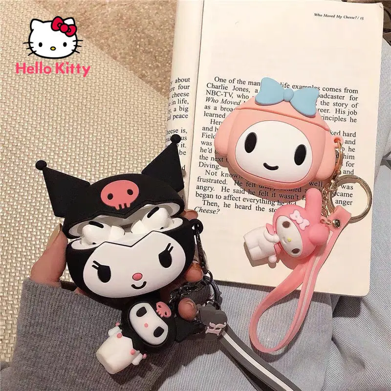

Hello Kitty Kulomi Earphone Case for AirPodspro Silicone Soft case Compatible Case Ring Lanyard Cartoon Decoration