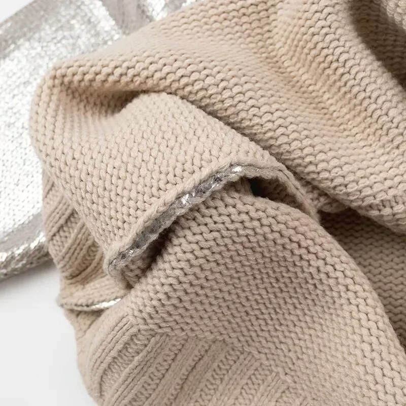 TRAF ZR женский свитер вязаный с капюшоном Y2k пуловеры укороченный молодежная