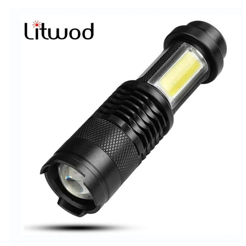 

LED MINI Flashlight XPE + COB Zoom Waterproof Aluminum 4 Modes Torch use 14500 or AA Battery For Camping lantern Litwod
