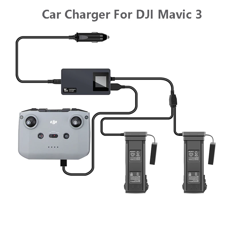 

Digital Display Car Charger for DJI Mavic 3 Drone Battery Remote Control Vehicle Charger Portable Intelligent Charging Hub Parts