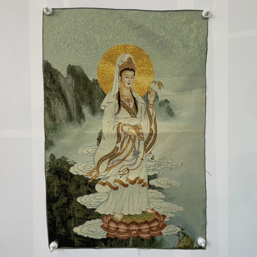 

Шелковая вышивка Thangka, фэншуй, богатство «Будда Бодхисаттва», роспись, ручная работа, домашнее украшение