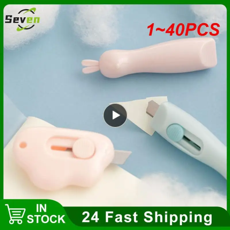 

1~40PCS Cute Rabbit Cloud Color Mini Portable Utility Knife Paper Cutter Cutting Paper Razor Blade Office Stationery Cutting