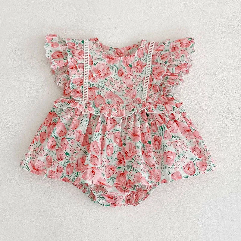 

Floral Baby Girl Rompers Newborn Baby Clothes Floral Newborn Photography Romper Cotton Summer Clothes 2022 Baby Girls Outfits
