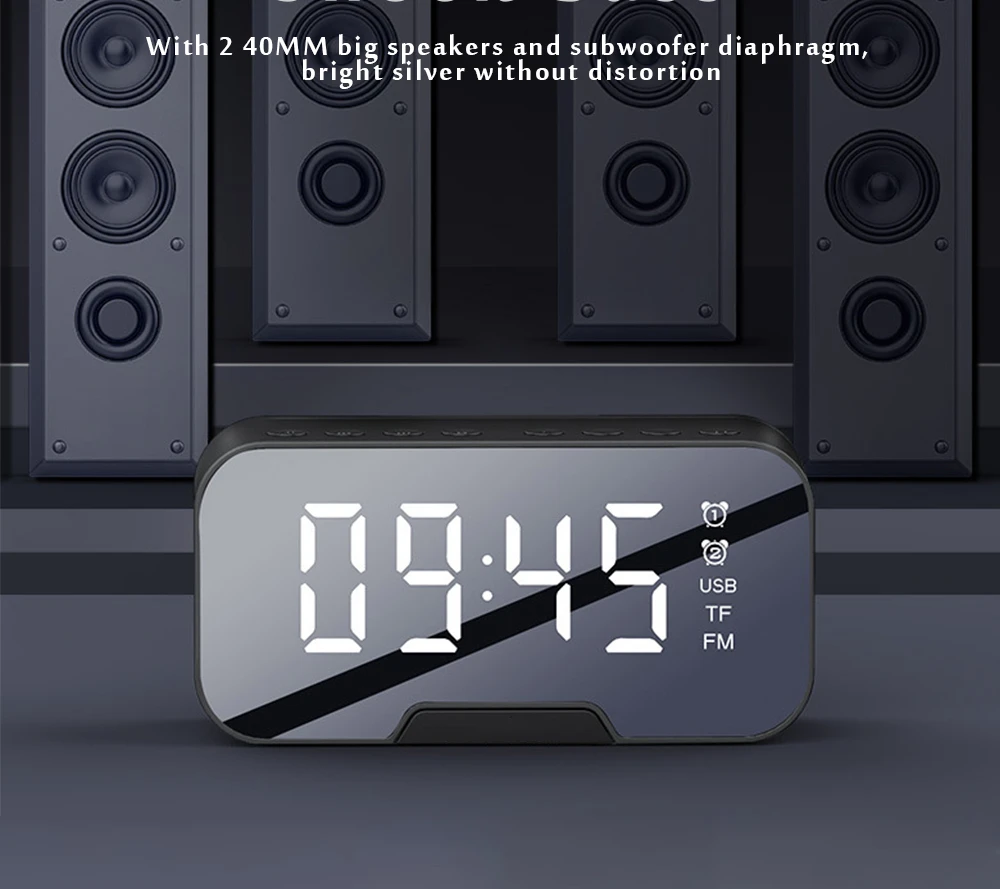 

New Multifunction Alarm Clock Mirror LED Alarm Clock Multifunction Wireless Bluetooth Music Player Electronic Digital Alarm Cloc