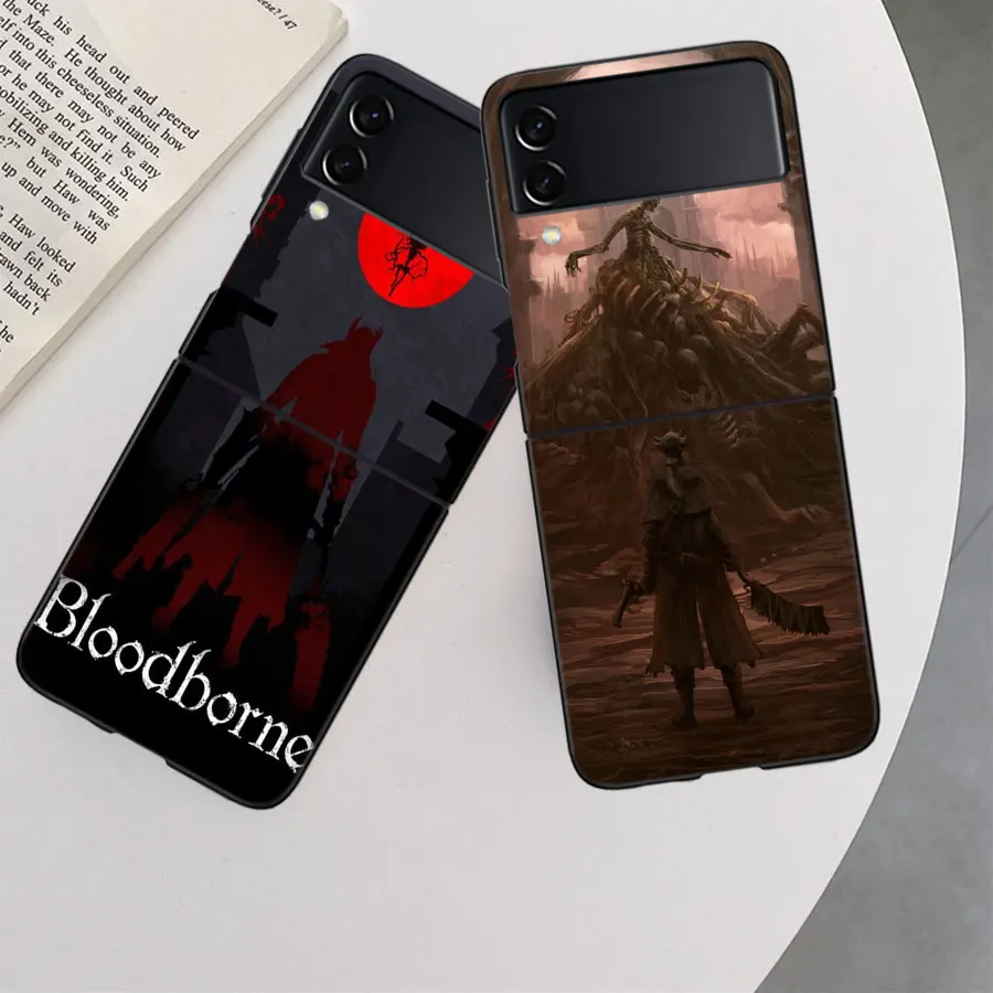 Чехол Game Bloodborne для Samsung Galaxy Z Flip 6 5G 5 4 3 черный жесткий чехол сотового телефона ПК