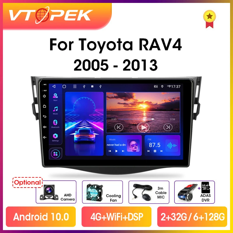 vtopek 9 4g carplay 2din android 11 car radio multimidia video player navigation gps for toyota rav4 rav 4 2005 2013 head unit free global shipping