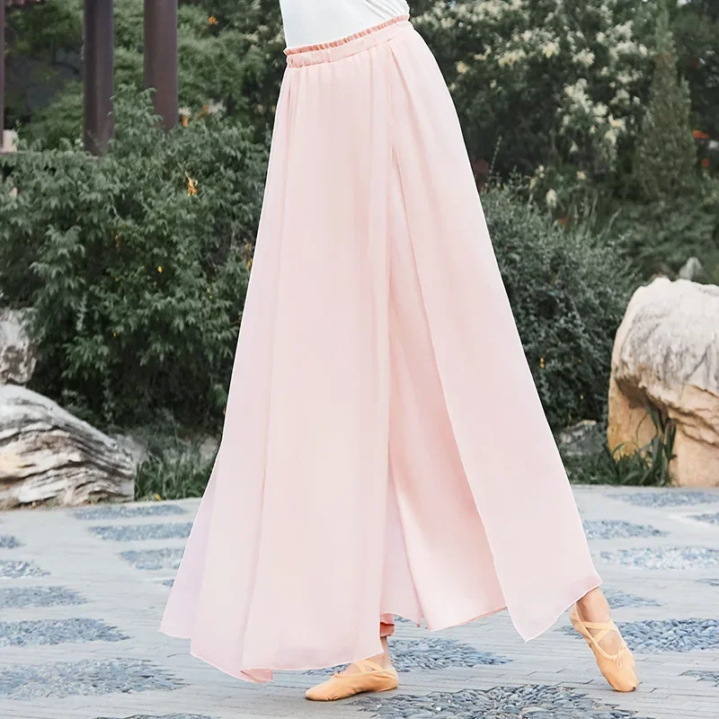 Классические танцевальные брюки для взрослых свободные двухслойные с разрезом и