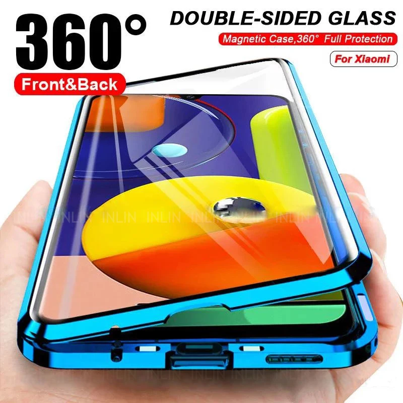 

Glass Magnetic Metal 360 Cases For Xiaomi Redmi Note 10 9 9S 8 7 Pro 8T 8A 9A 9C Case Mi 10T Lite 9T Poco X3 Pro Nfc F3 M3 Cover